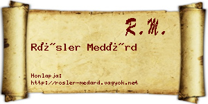 Rösler Medárd névjegykártya